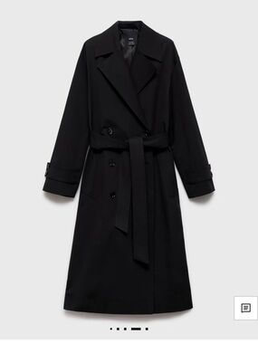 Mango double breasted oversize Classic Black Trench Coat with Belt